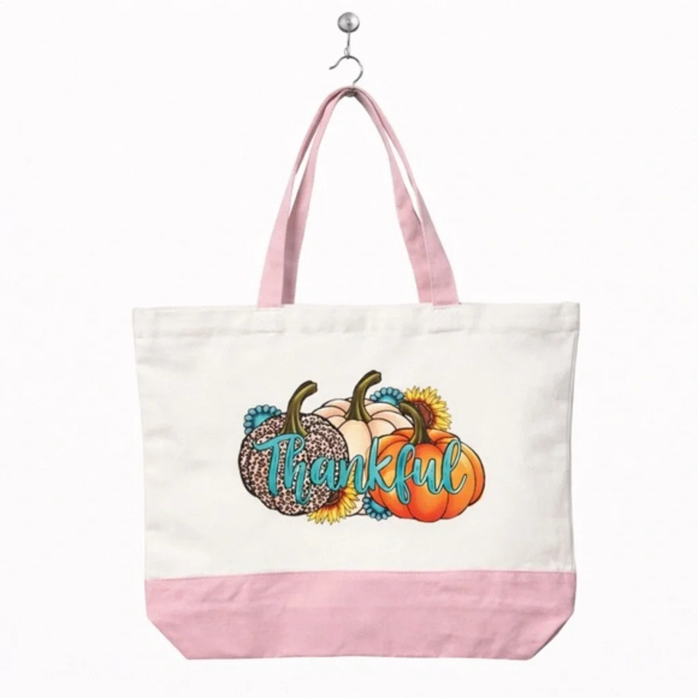 “Thankful” / Fall Canvas Tote Bag - Fall/Autumn Design